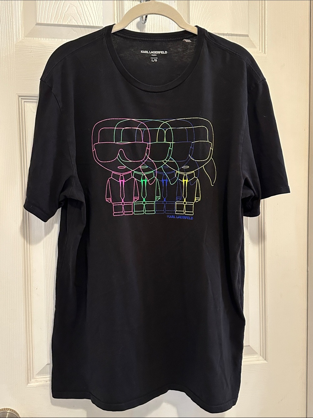 Karl Lagerfeld Black Tee with Neon Outline Graphic